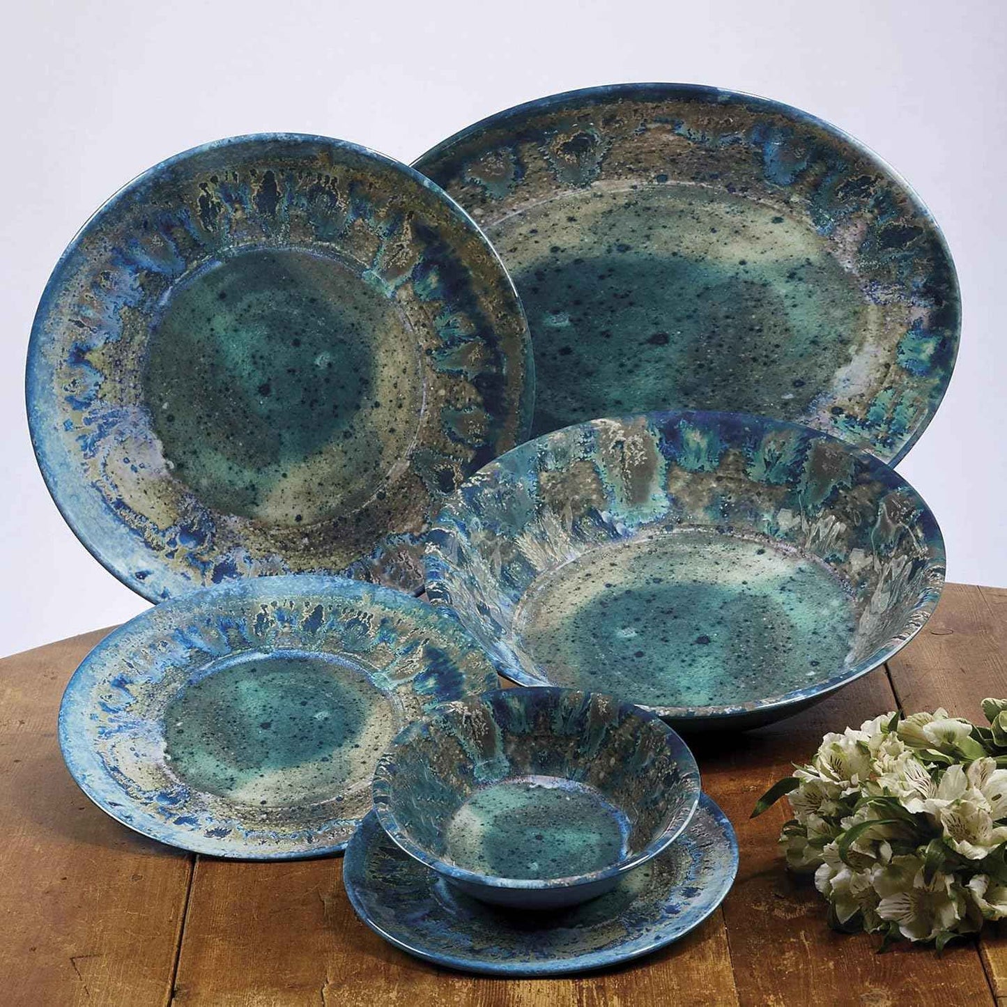 Certified International Radiance Teal Melamine 11" Dinner Plate, Large, Multicolor, Set of 6