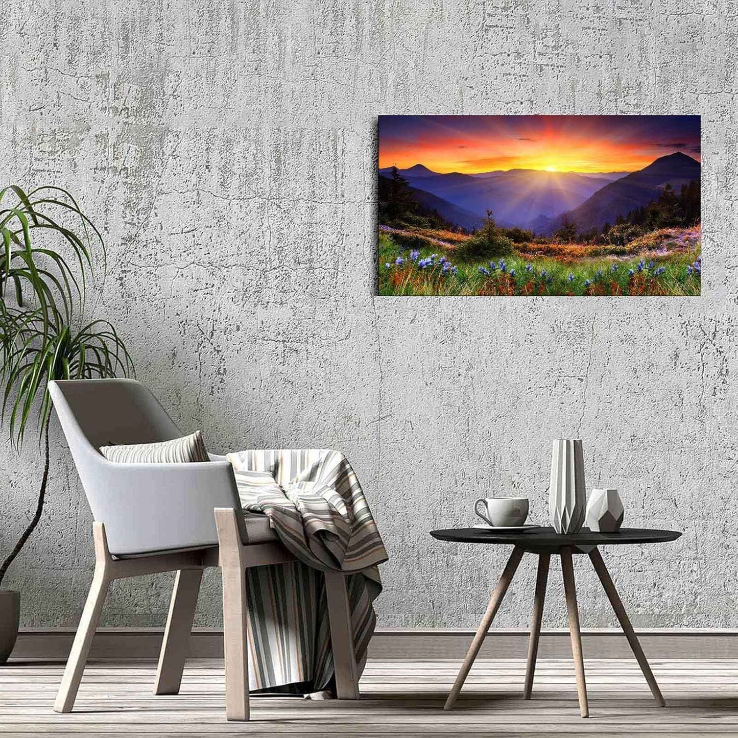 Bdzxfqwe Canvas Wall Art Sunset Mountain Landscape Prints Posters Pictures Printing Office Living Room Bedroom Decor With Framed20 x12