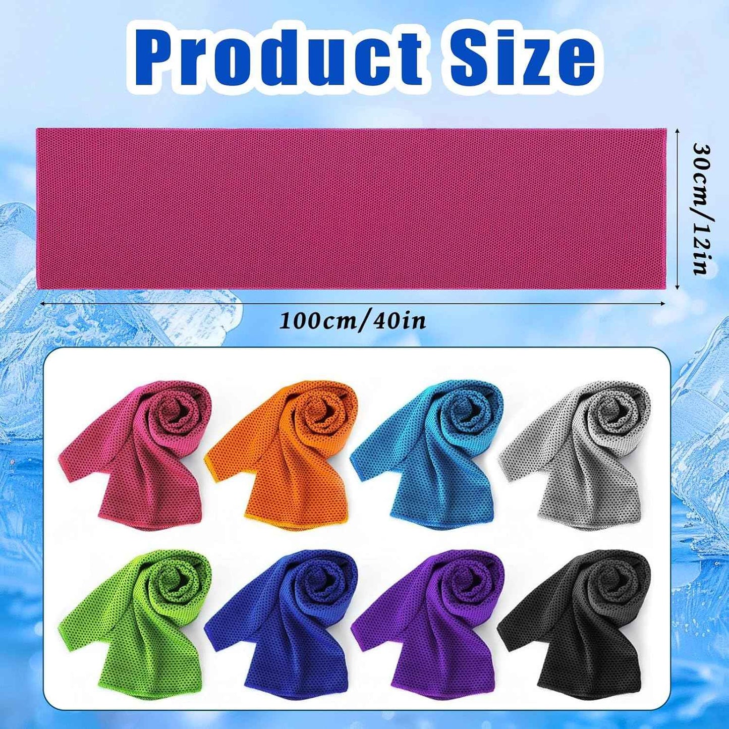 LUYI 8 Pack 40"x12" Cooling Towels for Neck and Face, Microfiber Soft Breathable Cooling Towel Bulk for Hot Weather, Gym, Sports, Yoga, Workout, Running, Golf, Camping, Hiking
