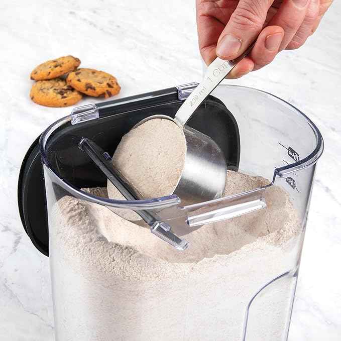 ProKeeper+ Airtight Food Storage Container Set – Clear Plastic Flour and Sugar Canister Set with Magnetic Accessories for Kitchen Organization (Black, 13-Piece)