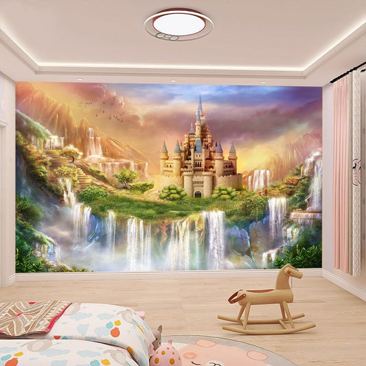 WFBHUA-Wallpaper for Kids Bedroom Girl Room Princess Castle Wall Mural Nursery Wall Decor Playroom(Not Peel and Stick)