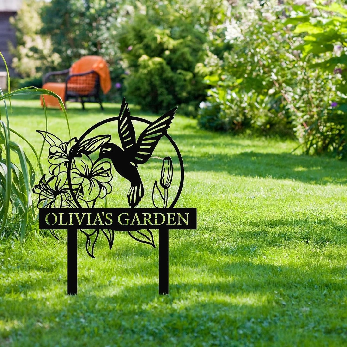 Personalized Garden Signs | Garden Stake Metal Sign | Custom Garden Sign | Customized Bird Garden Name Sign Yard Sign| Garden Signs Decorative Outdoor | Personalized Camping Gifts