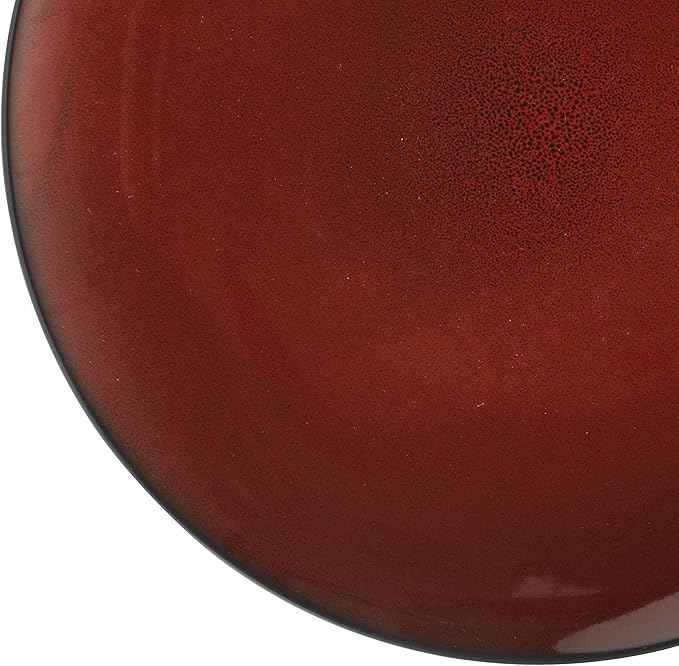Gibson Elite Soho Lounge Round Reactive Glaze Stoneware Dinnerware Set, Service for Four (16pcs), Red
