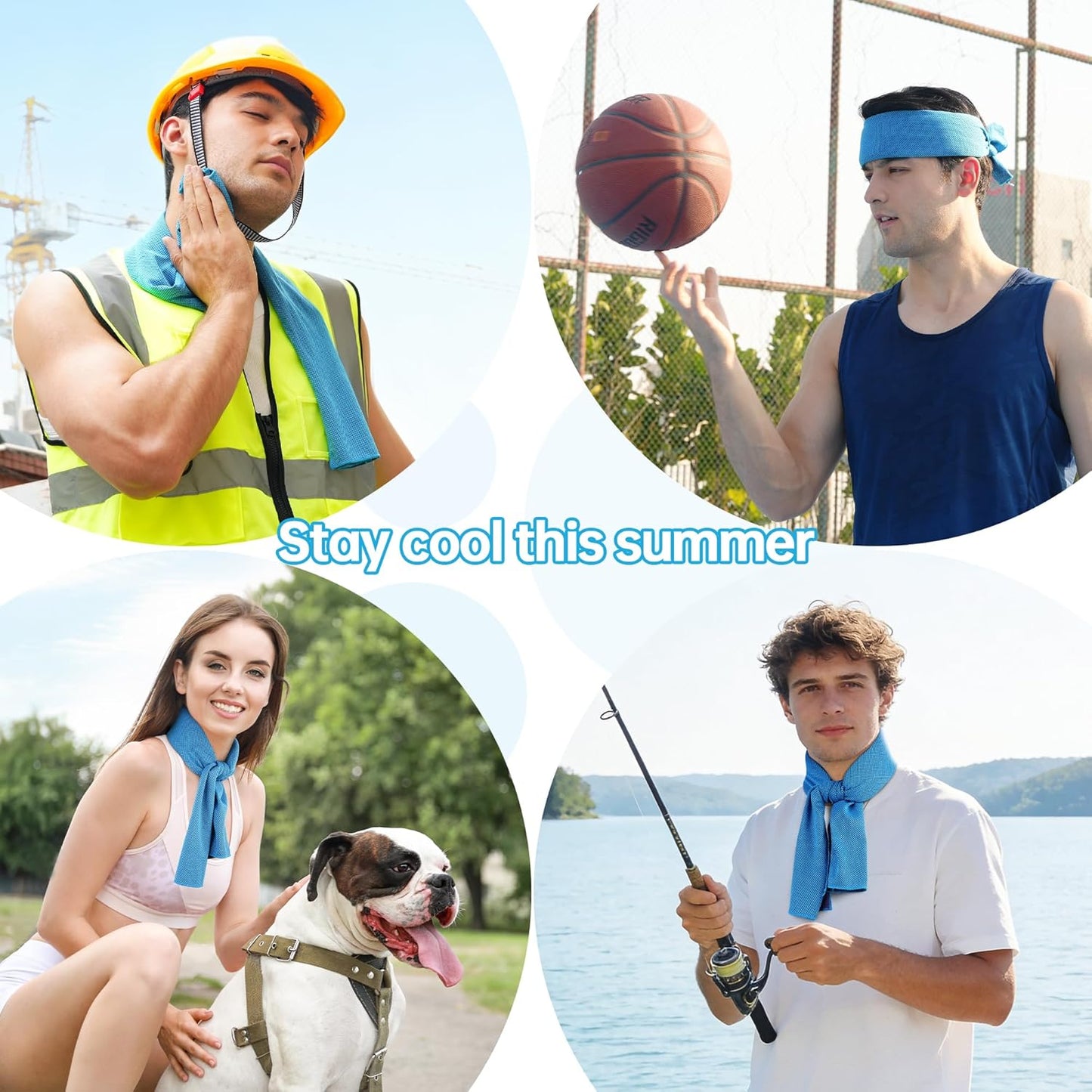 2-in-1 Cooling Kit, Cooling Neck Wraps, 37”x12” Cooling Towel + 220g Gel Sheet, Neck Coolers for Hot Weather, Ice Pack, Washable Gym Towel