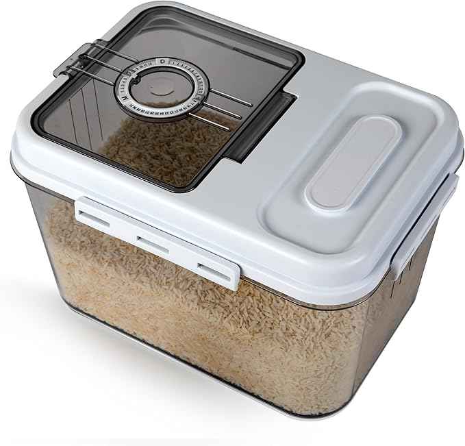 Chef's Path Extra Large Airtight Rice Storage Container with Measuring Cup, Pack of 1, 8 L Capacity, Kitchen and Pantry Canister for Rice, Flour, Sugar, and Baking Supplies