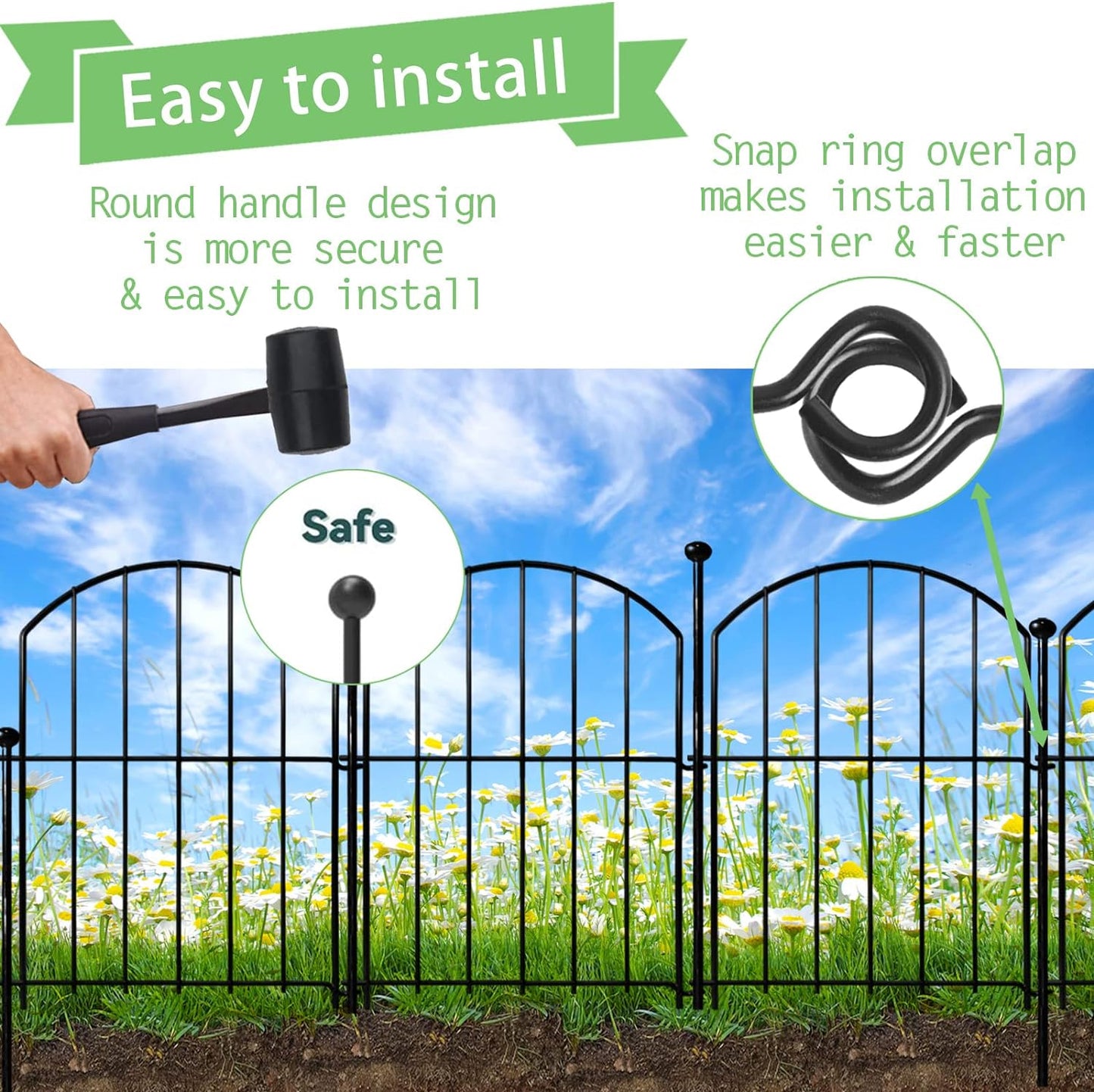 Decorative Garden Fence 17in x26ft, 26 Pack Rustproof Metal No Dig Fence Animal Barrier for Dog, Arched Flower Bed Edging Ornamental Wire Border Panel Fencing for Yard Patio Outdoor Decor