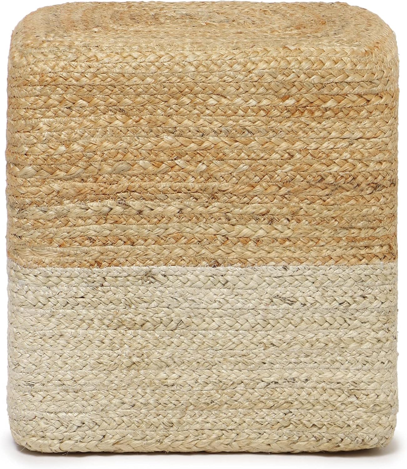 REDEARTH · Cube Pouf Ottoman - Braided Pouffe Accent Sitting Square Footrest for Living Room, Bedroom, Nursery, kidsroom, Patio, Gym; 100% Jute Set of 2 (14.5"x14.5"x16"; Natural Ivory)