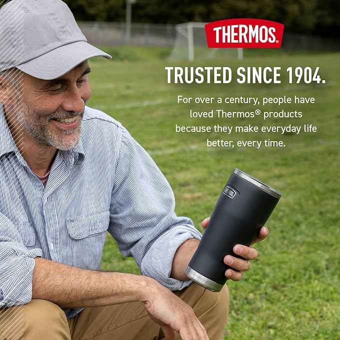 THERMOS ICON SERIES, Stainless Steel Tumbler with Slide Lock, 18 Ounce, Melon