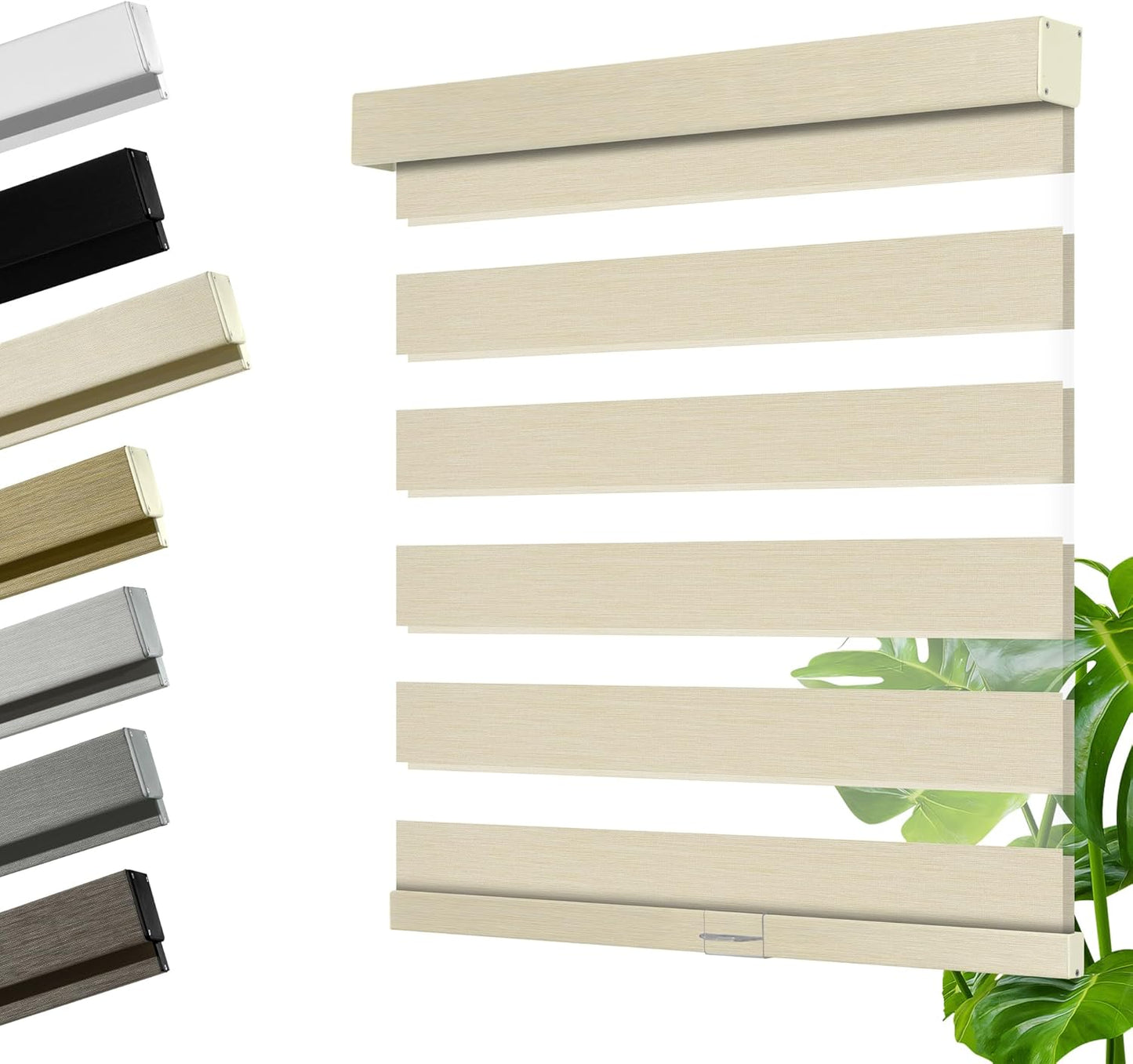 Cordless Zebra Blinds for Windows, Blackout Interior Blinds,Easy to Install,UV Protection,for Offices and Home,Custom Roller Shades, Mousse Beige,71" W x 88" H