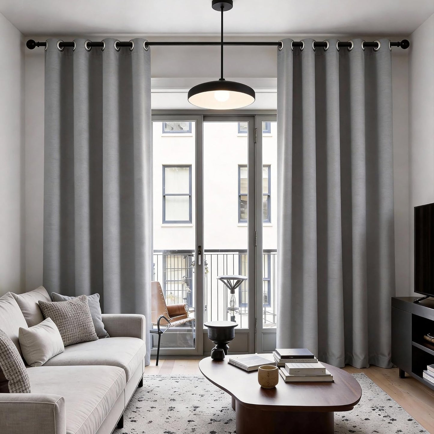 Gray Linen Blackout Curtains 120 Inches Long for Extra Tall Windows, Thermal Insulated Sound Dampening Privacy Grommet Window Covering for Living Room Kitchen,52" W x 120" L,10 FT,2 Panels,Grey