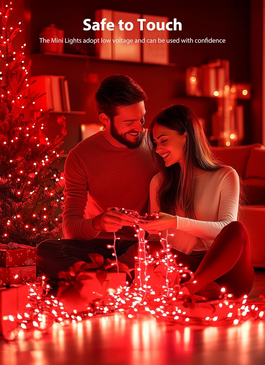 Red Christmas Mini Lights, 39Feet 100 LED Red String Lights with 8 Lighting Modes, Connectable Valentine's Lights for Indoor Outdoor Valentine's Day Garland Wreath Holiday Decoration, White Wire