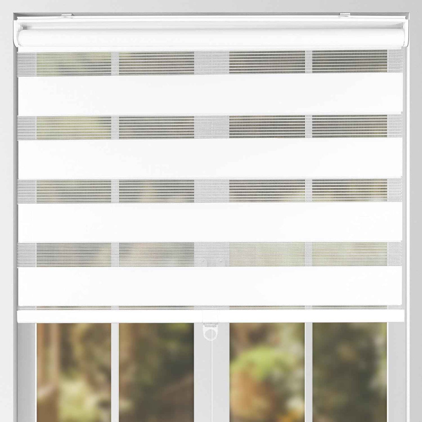 ARLO BLINDS Zebra Roller Shade, Light Filtering, Cordless, 30.5" W x 60" H, Simply White, Shade for Home, Blinds for Inteior Window