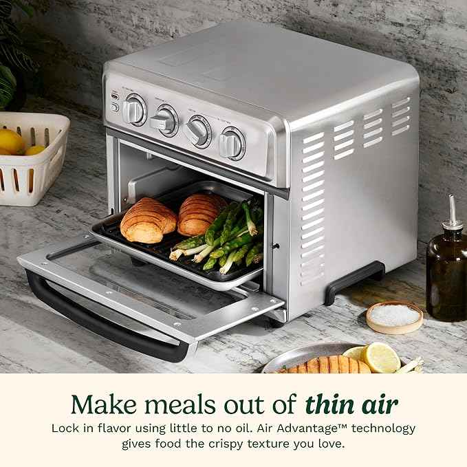 Cuisinart Air Fryer Toaster Oven with Grill, 1800W 8-1 Air Fryer Oven with Bake, Convection Bake, Grill, Broil and Warm Options, Large Capacity, 60-Minute Timer, TOA-70BKS, Black SS