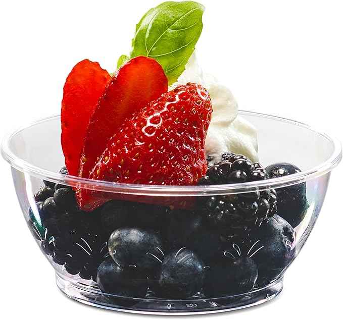 JoyServe Clear Mini Plastic Bowls - (Bulk 400 Pack) 6 Oz Disposable Premium Hard Plastic Dessert Bowls for Serving, Weddings, Catering, Parties, Ice Cream, Salsa, Home or Event Party Supplies
