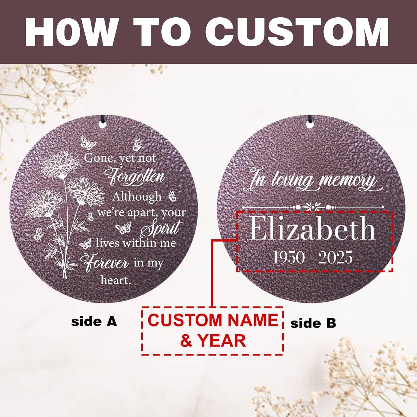 ASTARIN Engraving Wind Chimes for Loss of Loved One, Personalized Wind Chimes Memorial, Bereavement Gifts for Loss of Mother, Windchimes in Memory of a Loved One, Outside Windchime(Produced in USA)