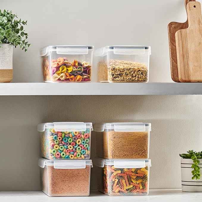 Large Airtight Food Storage Containers with Lids Set of 4 3.2L - 102 fl. oz Pasta storage Containers, BPA Free Plastic Spaghetti container - Air Tight Canisters for Kitchen Pantry Organization