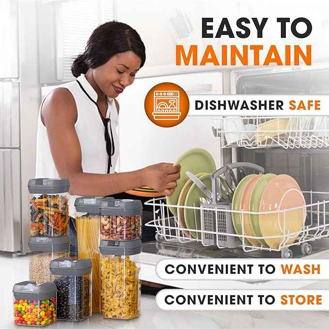 Cheer Collection Airtight Food Storage Containers, Kitchen Storage Containers for Pantry, Set of 7 Food Containers with Lids Airtight, Pantry Storage Containers & Organizers with Lids, Gray
