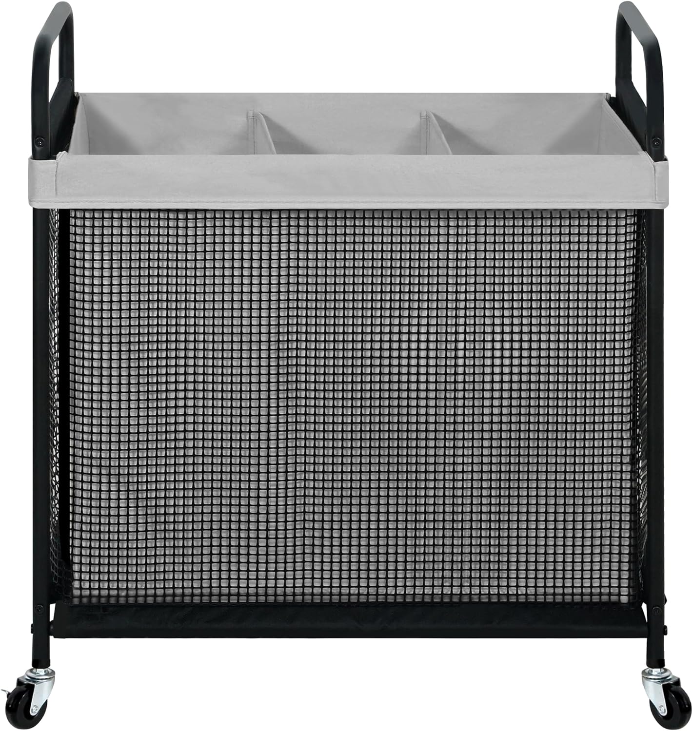 STO STO Laundry Hamper 3 Section, 120L Rolling Laundry Sorter Cart with Removable and Washable Liner Bag, Rolling Clothes Hamper with Metal Handle for Laundry Room and Bedroom, Gray