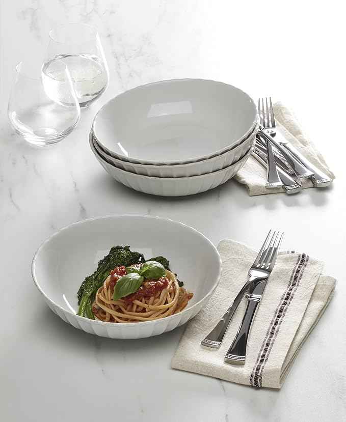 Lenox 897193 French Perle Scallop Pasta Bowls, Set of 4