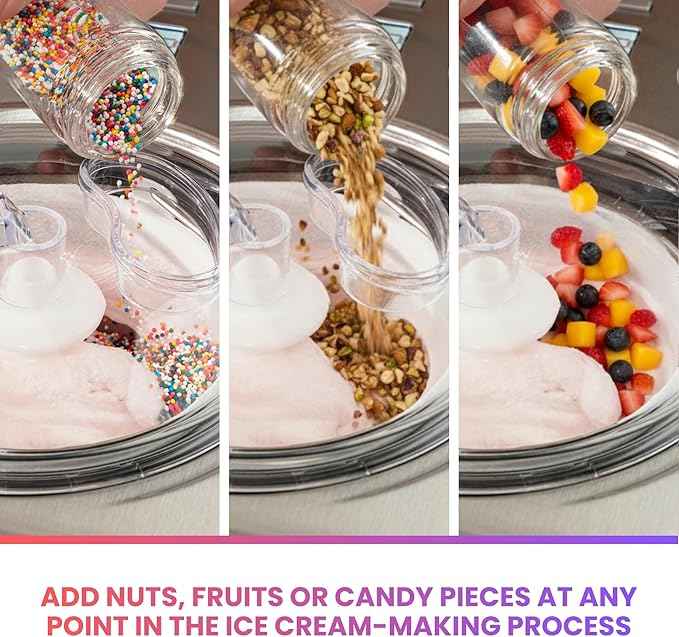 Total Chef Automatic Ice Cream Maker - Built-In Compressor 2 in 1 Frozen Yogurt, Gelato & Sorbet Maker, Nieve Treats, No Salt or Prefreezing, 1.6 Qt Stainless Steel, Helado de crema