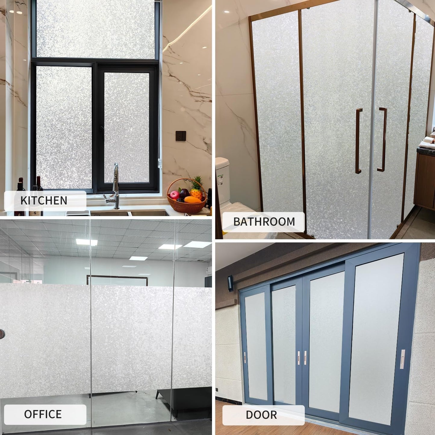 Window Film Privacy Day and Night with Installation Tools, Static Cling Glass Film Ideal for Home Shower Office Glass Door (Flash Diamond, 17.5X196.9 Inch)