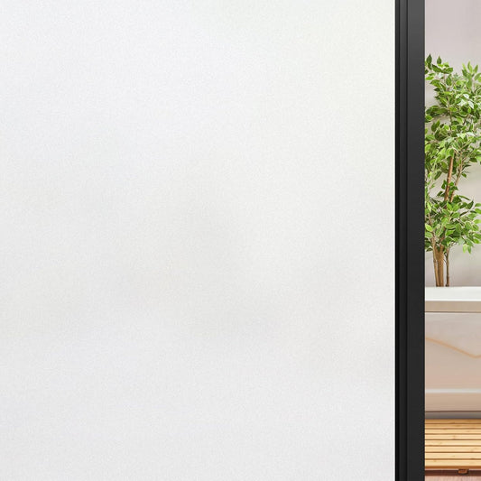 DOWELL Window Privacy Film, Frosted Glass Window Film, Static Cling Non-Adhesive Glass Clings, Sun Blocking Opaque Door Coverings, Reusable Door Sticker for Bathroom Home Office, White, 23.6" x 157.5"