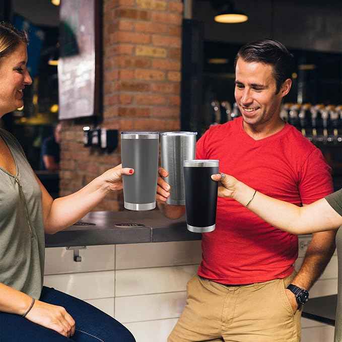 AIANJI 20oz Tumbler Bulk Stainless Steel Tumblers with Lid Vacuum Insulated Double Wall Travel Coffee Mug Powder Coated Tumbler Cup for Hot and Cold Drinks(Grey, 12 pack)