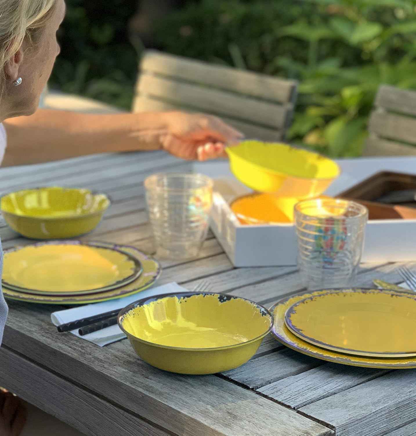 Fox Run 48790 Melamine Dinnerware Set, 10", Yellow