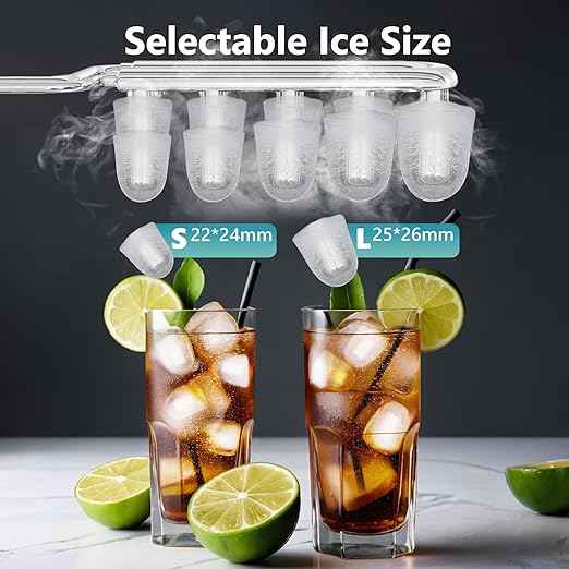 EUHOMY Smart Ice Makers Countertop -26lbs in 24 Hours, 9 Cubes Ready in 8Mins, Self-Cleaning Countertop Ice Maker, Portable Ice Maker with Ice Scoop and Basket, Perfect for Home/Kitchen/Office(Sliver