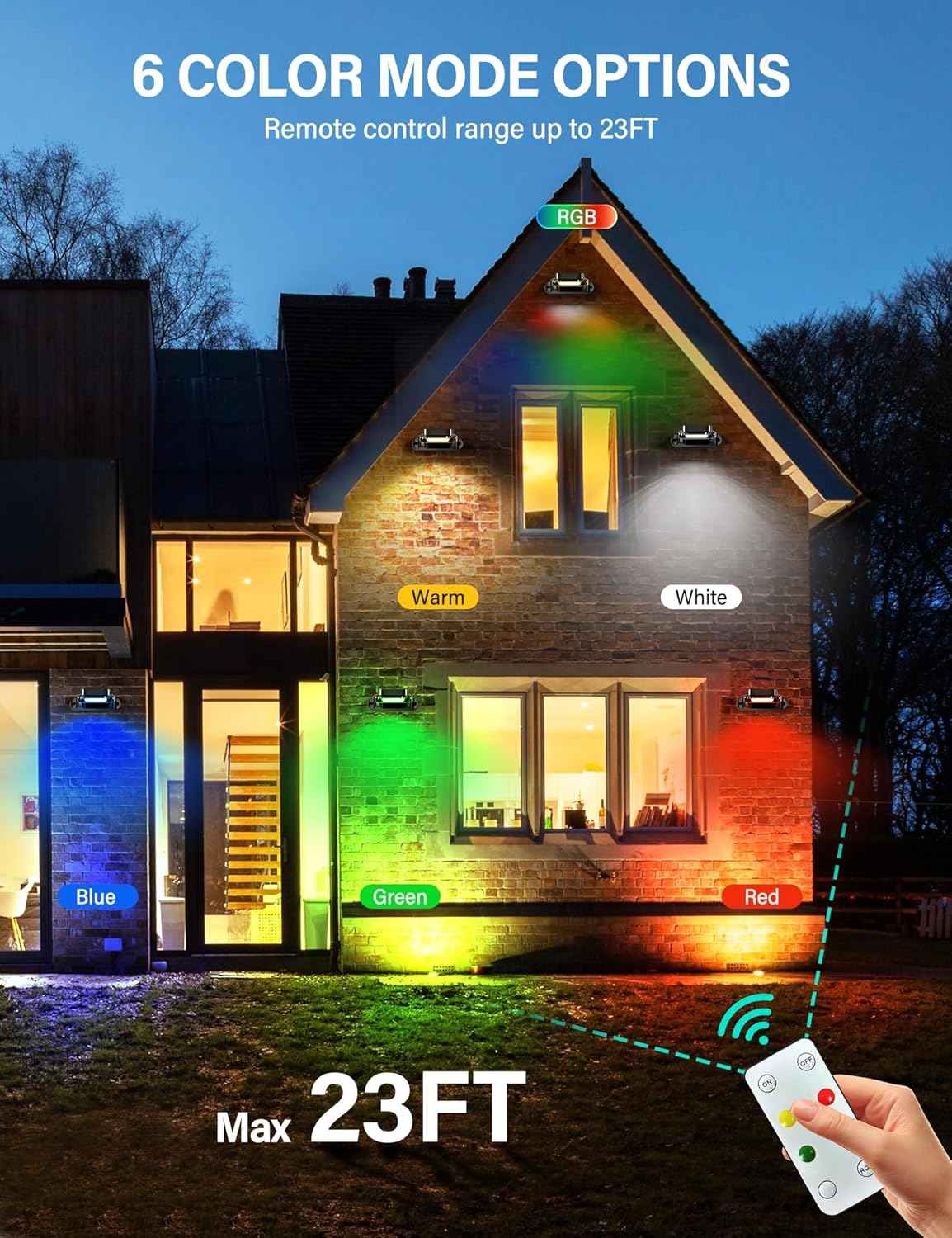 COXSENI Solar Wall Lights Outdoor with Remote Control, Long Lasting Battery, 6 Color Modes, Warm/Cool White, RGB, IP65 Waterproof 360° Adjustable Angle for Fence Porch Yard Deck Step, 2 Pack
