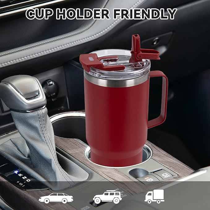 HASLE OUTFITTERS 30oz Tumbler With Handle, Insulated Travel Coffee Mug With Straw Leak-Proof Double Wall Stainless Steel Vacuum Tumblers Metal Cup with Straw for Hot and Cold Drink