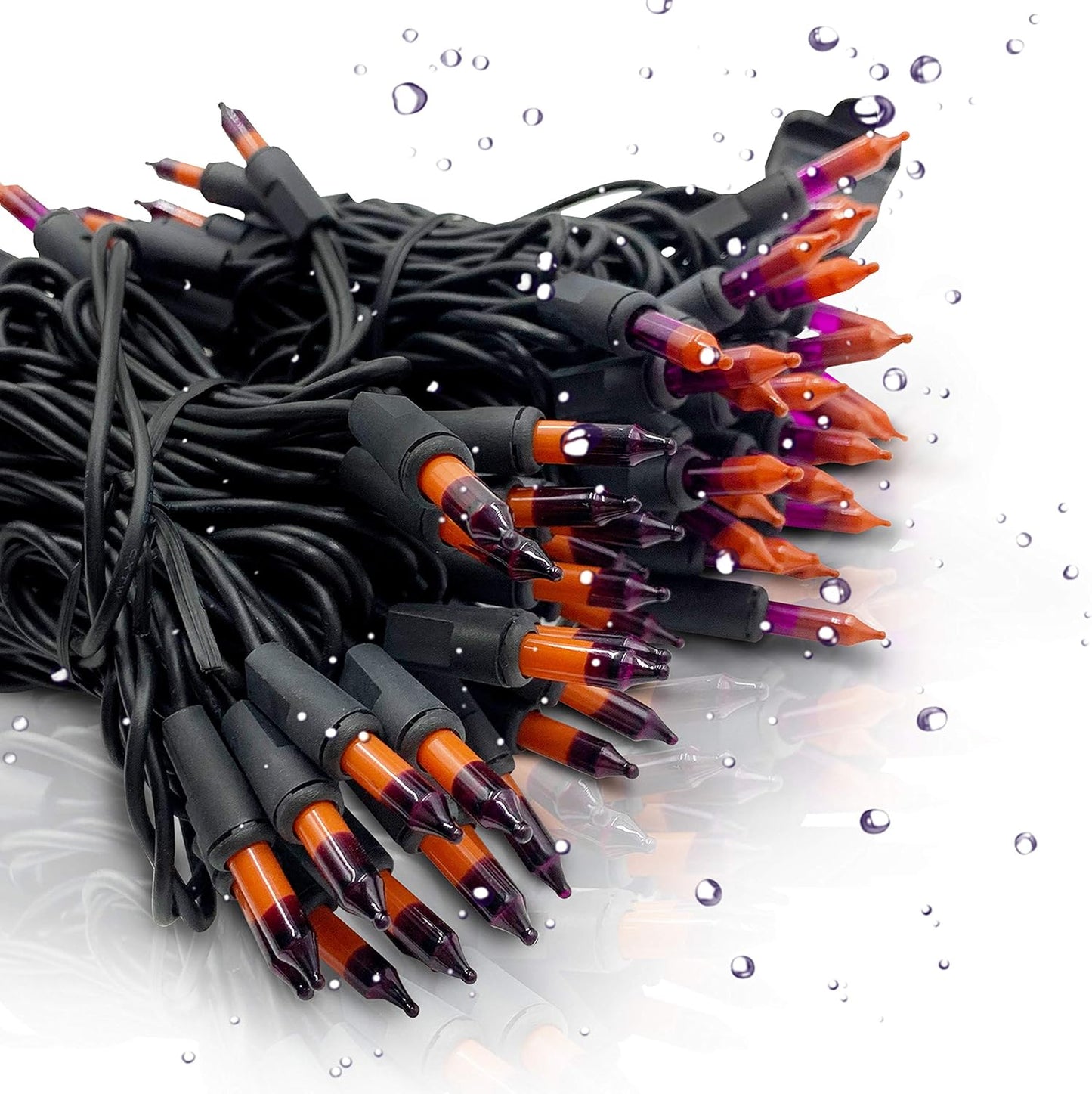 Halloween Orange Purple Lights String Outdoor 100 Mini Waterproof Incandescent Indoor Decoration Plug in 23 Feet Used for Patio Party Festive Courtyard Home (1, Purple)