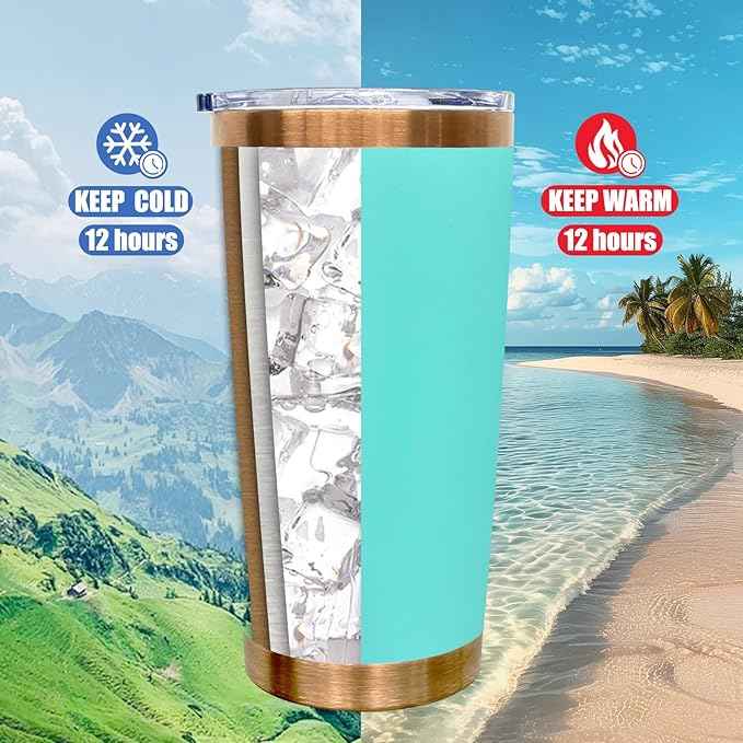 20 oz Tumbler Bulk Stainless Steel Tumblers with Lids and Straws, Double Wall Vacuum Insulated Travel Coffee Mug for Laser Engrave, Powder Coated Cups for Hot and Cold Drinks (Mint Green,1 pack)