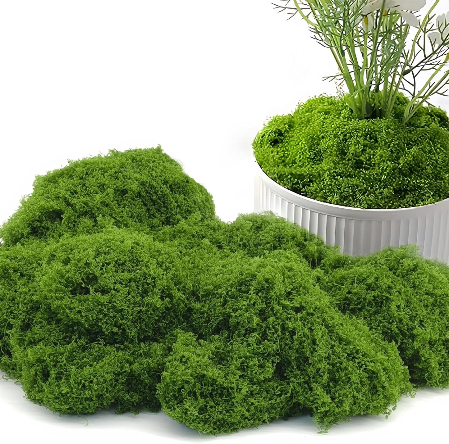 Potanro Faux Green Moss 5.3oz Artificial Fake Plant Moss for Potted Plants Indoor, Crafts, Planters, Bonsai Artifcial, DlY Floral Decorative Moss, Fairy Garden Wedding Table Centerpieces Decor