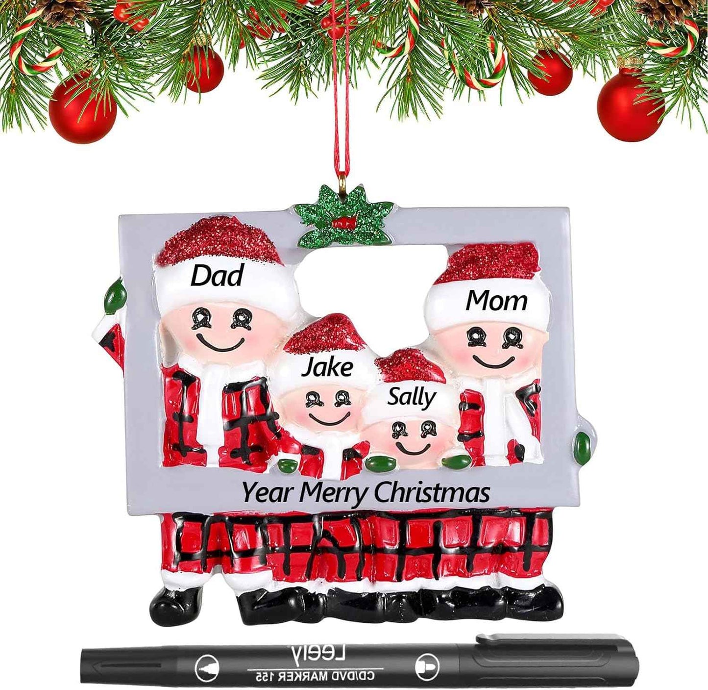 Personalized Christmas Ornaments 2025 Family of 2 Custom Christmas Ornament with Names Customized Ornaments for Xmas Tree,Handcrafted Christmas Decoration Gifts for Home Decor (Family of 4)