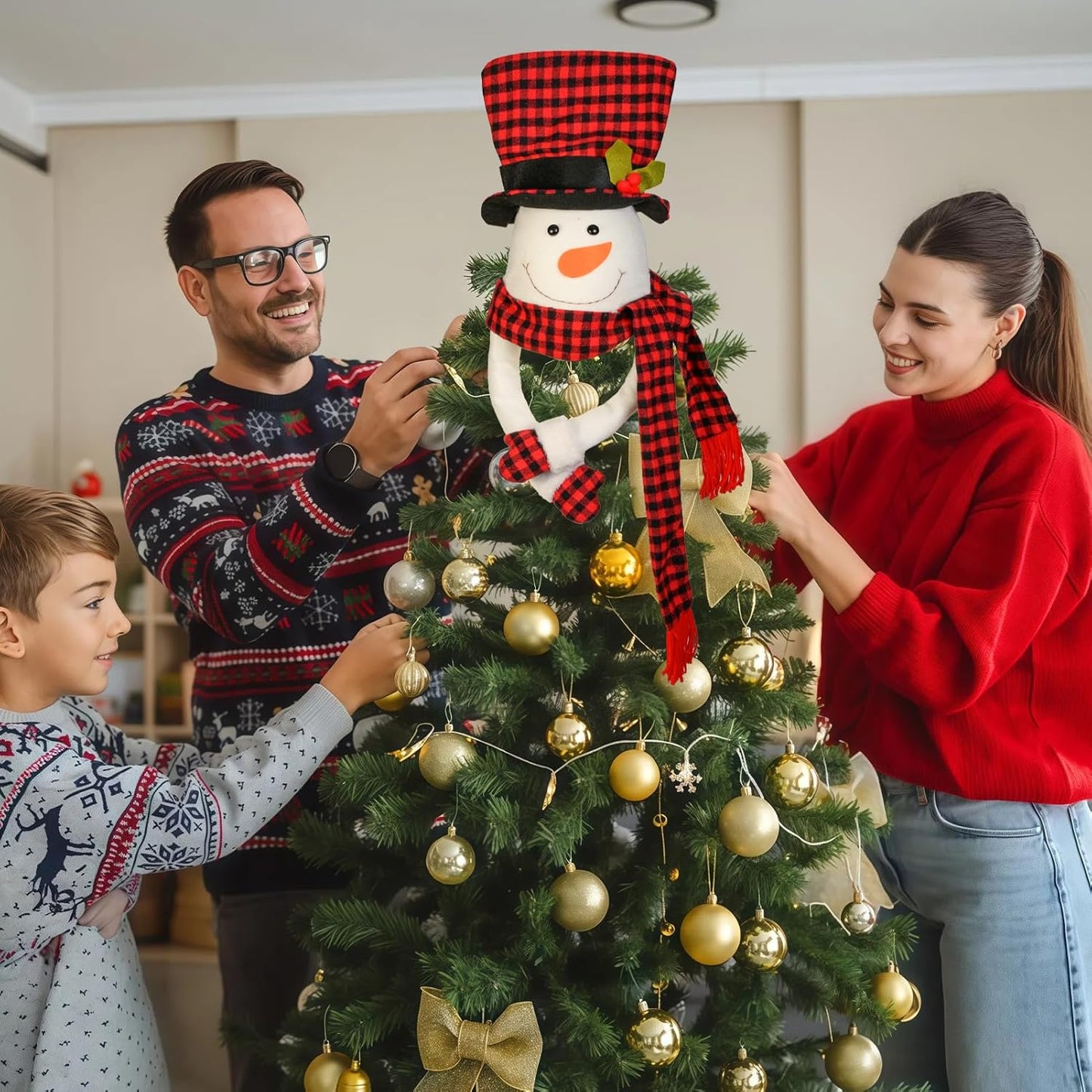 Christmas Tree Topper Snowman Top Hugger for Xmas Tree Holiday Decorations Winter Wonderland Decoration New Year Decorations