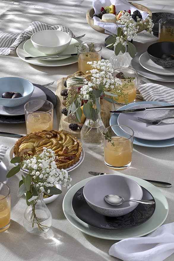 Oneida 897397 Roseto 12-Piece Dinnerware Set, White