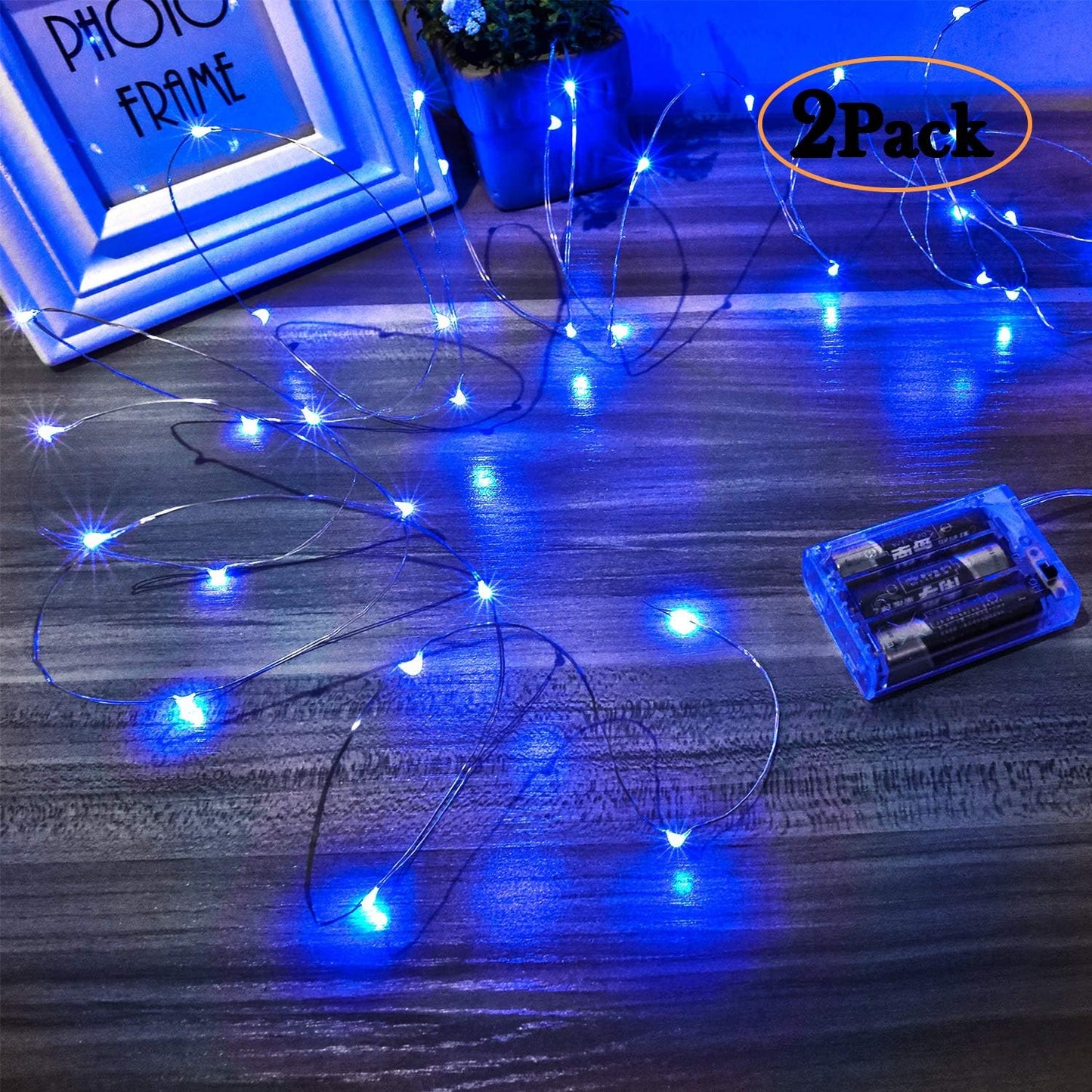 Led Fairy Lights Battery Operated, 1 Pack Mini Battery Powered Copper Wire Starry Fairy Lights for Bedroom, Christmas, Parties, Wedding, Centerpiece, Decoration (5m/16ft Blue)