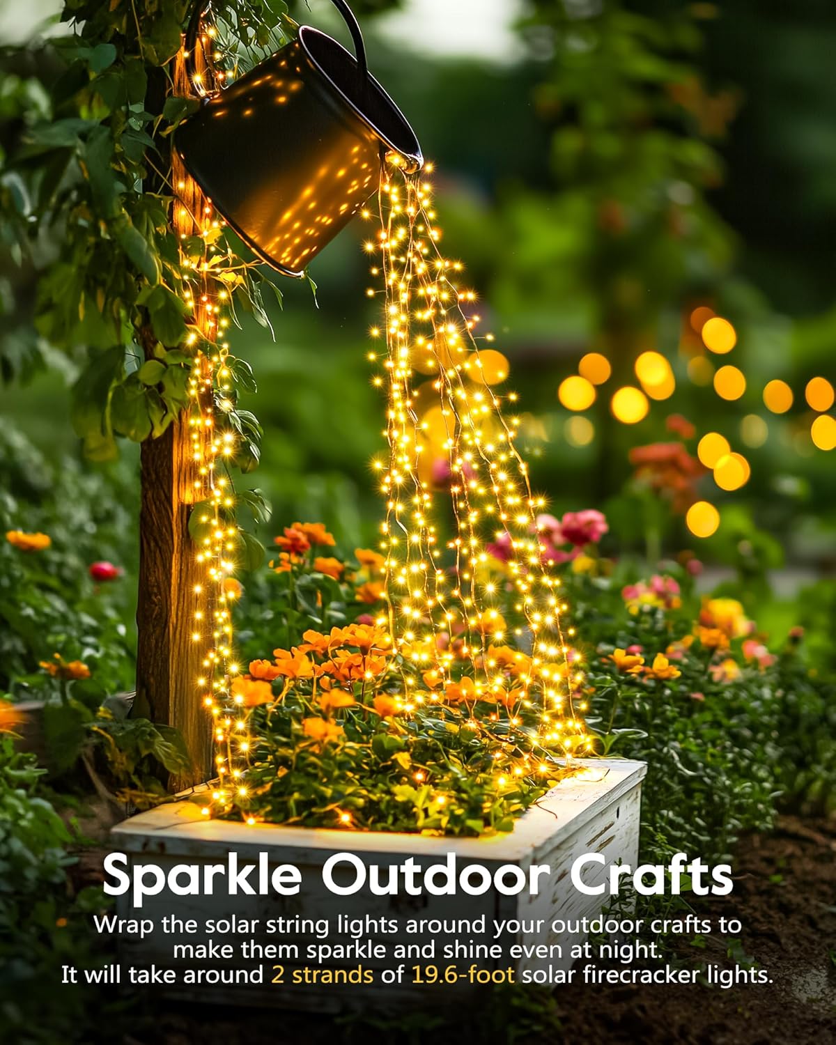 120LED 10FT Solar Fairy Lights Outside Waterproof, 8 Lighting Modes IP65 Outdoor Solar String Lights Outdoor Waterproof Firecracker Twinkle Light for Patio Yard Garden Party Decorations, Warm White