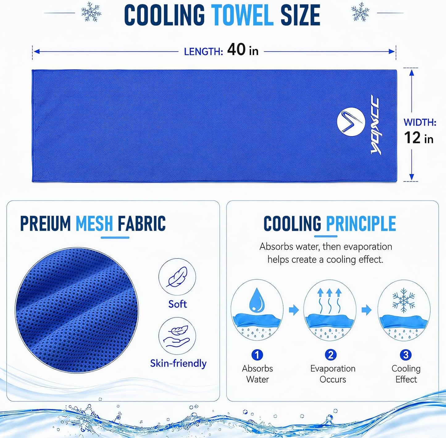 YQXCC Cooling Towels | 4 Pack 40"x12" | Cool for Neck | Microfiber Soft Breathable Chilly for Sports, Yoga, Golf, Gym, Camping, Running, Workout & More Activities