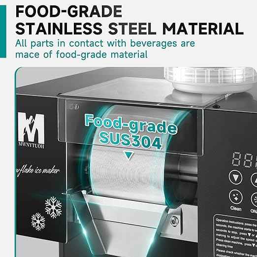 Snowflake Ice Machine, 485.0LBS/24H 1000W Shaved Ice Machine, Rapid Cooling, Food-Grade Stainless Steel Material, Snowflake Ice Maker for Dessert, Ice Cream, Suitable for Party＆Commercial Use