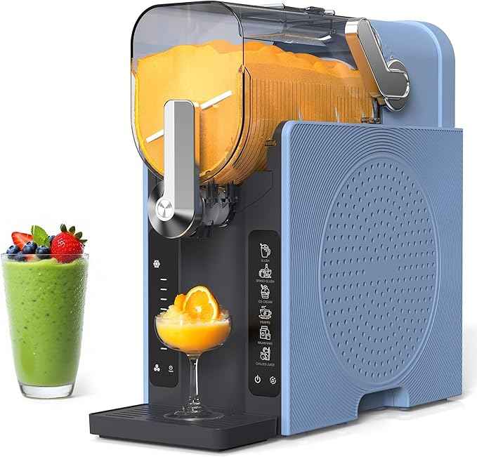 Slushie Machine, Slushy for Home No Ice Need, Soft Serve Ice Cream Maker & Margarita Machine, Auto-Cleaning, 6 Presets for Milkshakes, Frappés, Frozen Drink and More, Blue.