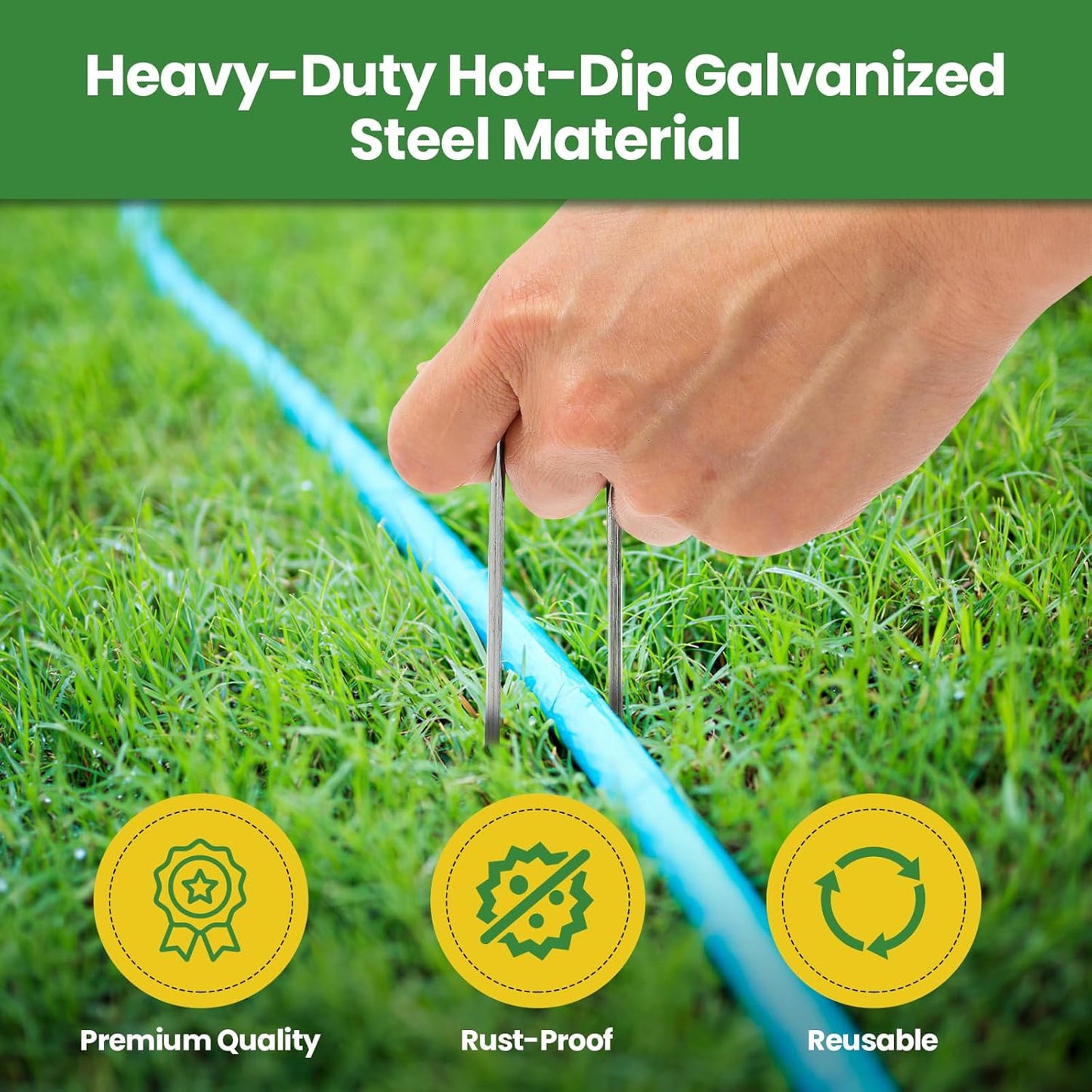 Landscape Staples 6 Inch 60 Pack, Garden Stakes Galvanized Garden Staples 11 Gauge, Plant Cover Stakes for Lawn Weed Barrier