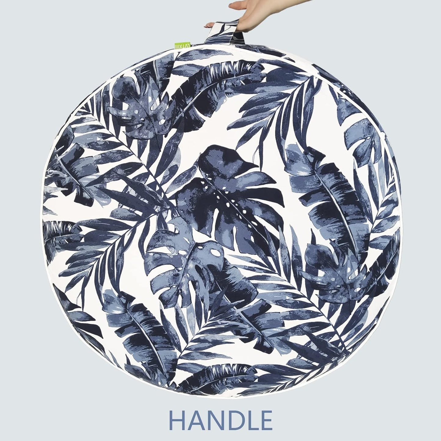 LVTXIII Outdoor/Indoor Inflatable Ottoman, 31"x31"x14" Patio Footrest Stool, Portable Round Pouf Ottoman for Patio Garden, Camping or Home Decoration, Palm Blue