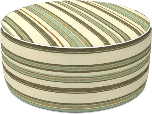 LVTXIII Inflatable Stool Ottoman Footrest with Handle, Decorative Fade-Resistant Foot Stool, Indoor or Outdoor Pouf for Home Garden and Camping Use, 21x21x9, Stripe Onyx