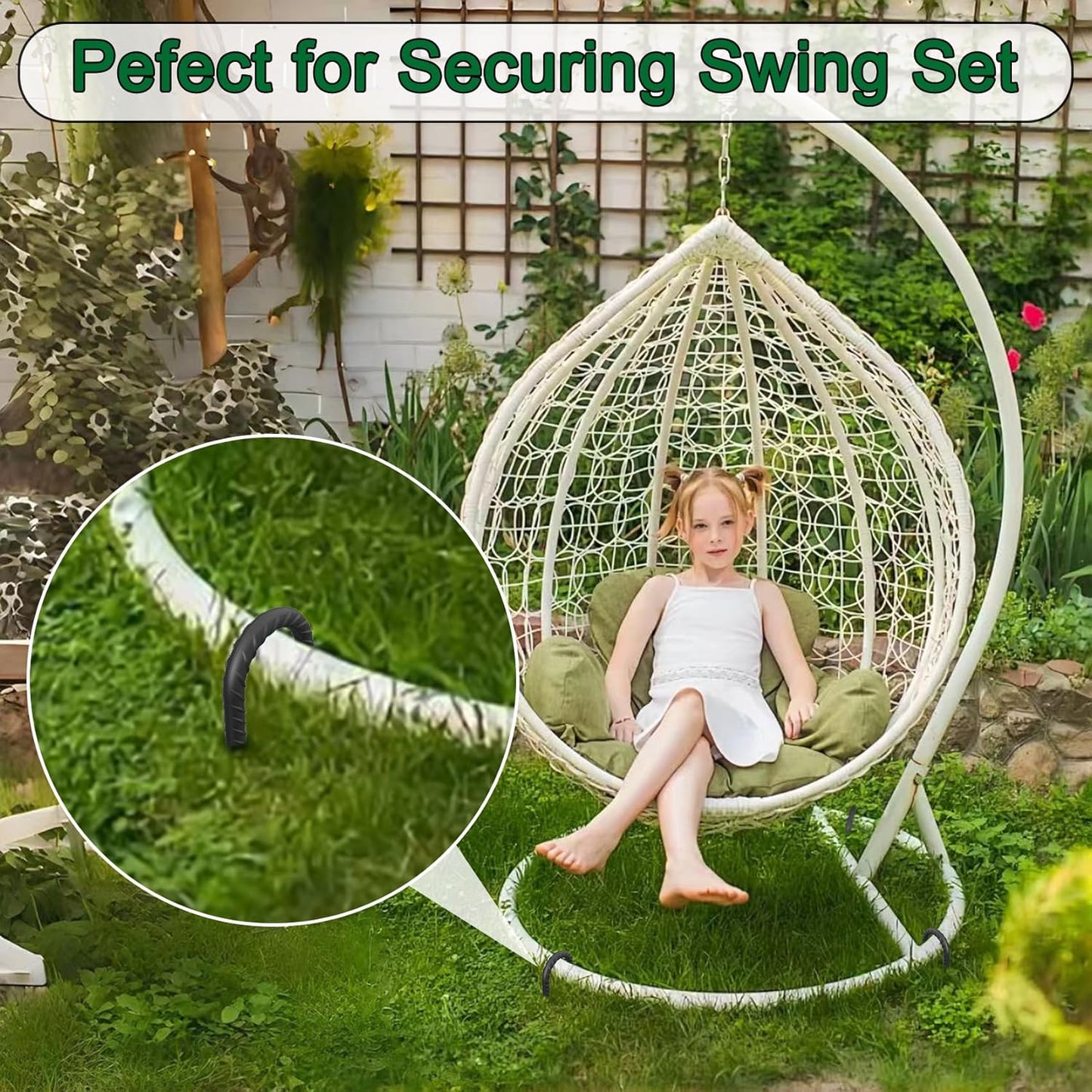 J Hook Rebar Stakes 36 Inch 3/8 Inch Diameter Steel Tent Stakes Heavy Duty Chain Link Fence Stakes Trampoline Stakes with Chisel Point End Metal Stakes for Ground, Canopy Swing Set, Black (16 Pcs)