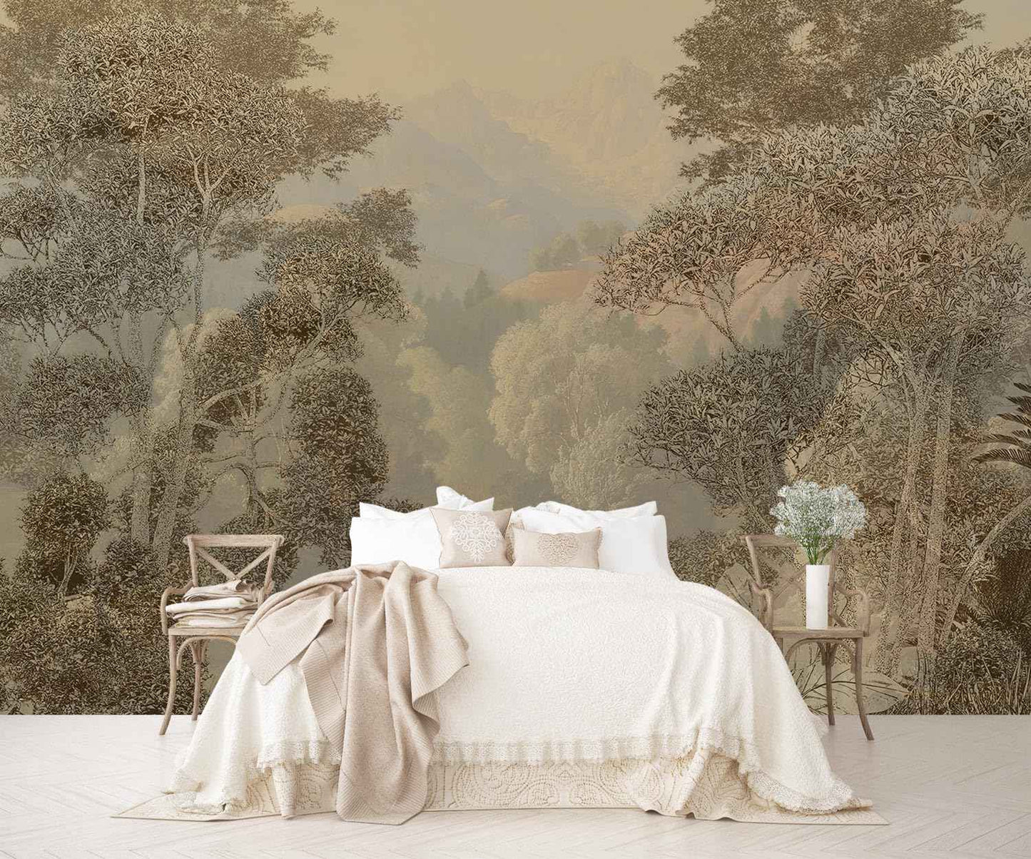 AFZEVEB-Tropical Jungle Wallpaper Landscape Tree wall murals for Bedroom 159"x107"(Not Peel and Stick)