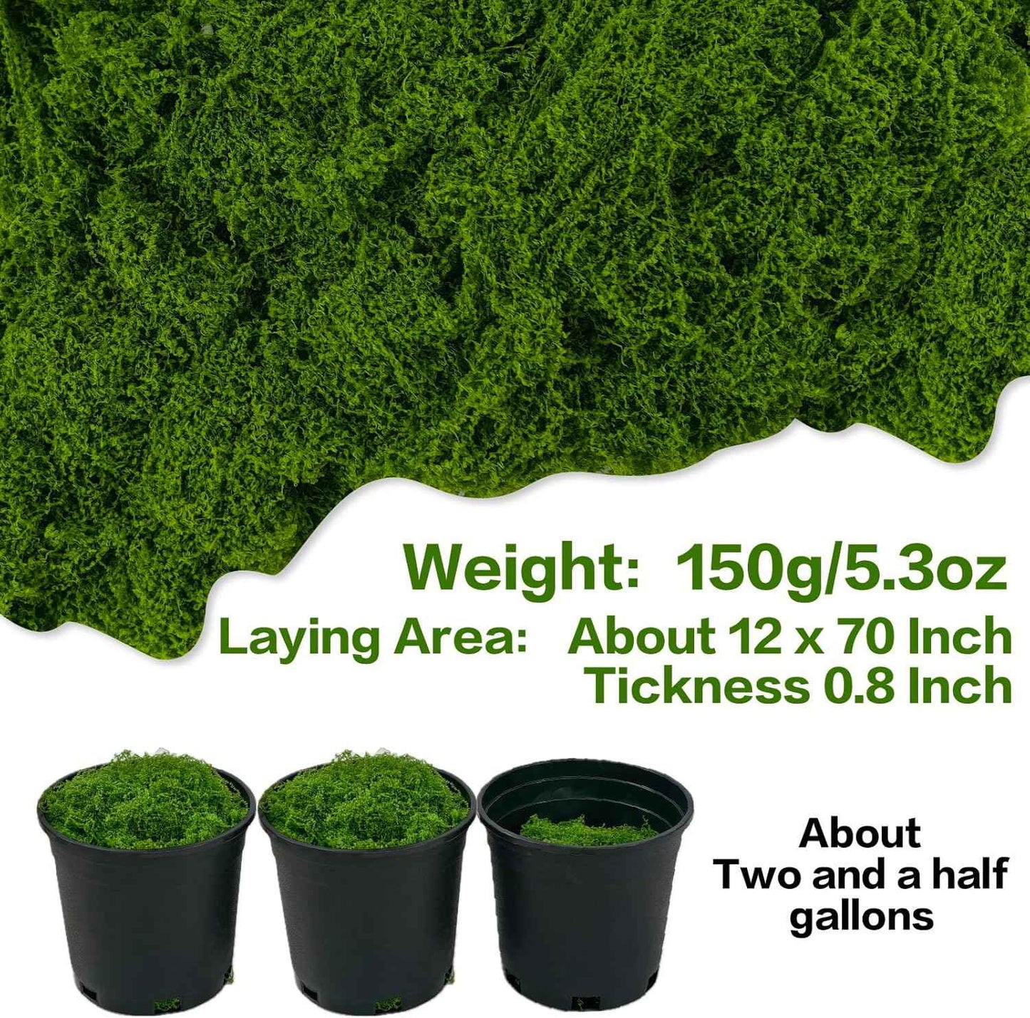 5.3oz Dark Green Artificial Moss - Faux Moss for Potted Plants, Fake Moss for Crafts, DIY Models, Fairy Gardens, Table Centerpieces & Wedding Floral Decor