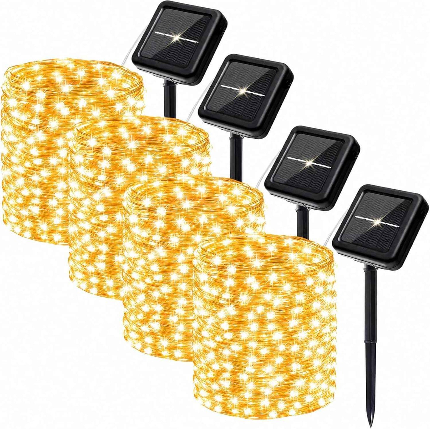 SyouHome 4-Pack Solar Fairy Lights Outdoor, 800 LEDs 264FT Extra-Long Solar String Lights, 8 Modes Waterproof Twinkle Lights for Garden Tree Wedding Party, Warm White