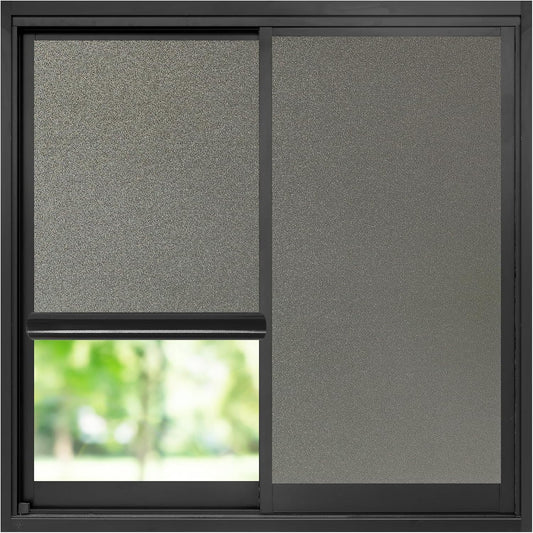 rabbitgoo Privacy Window Film, Static Cling Privacy Film for Glass Windows, Removable Grey Frosted Sun Light Blocking Coverings House Tint for Home Bathroom Garage, Taupe, 35.4 x 78.7 Inches